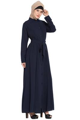 Navy Blue Plain kashibo Abaya 5