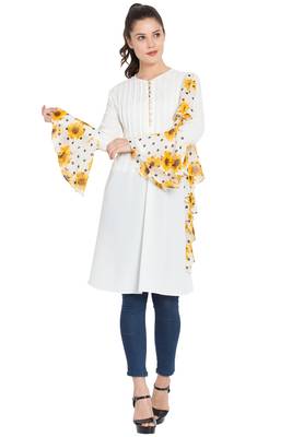 Off White Printed Nida Islamic Tunics 1