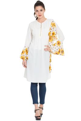 Off White Printed Nida Islamic Tunics 2