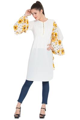 Off White Printed Nida Islamic Tunics 3