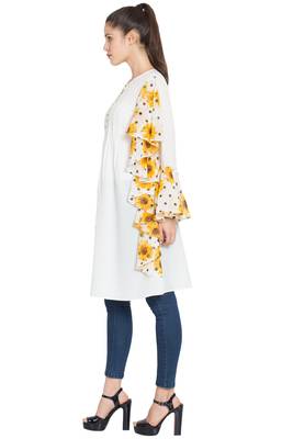 Off White Printed Nida Islamic Tunics 4