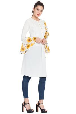 Off White Printed Nida Islamic Tunics 5