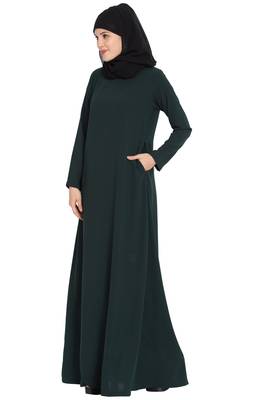 Dark Green Plain kashibo Abaya 2