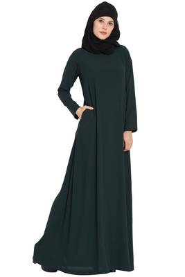Dark Green Plain kashibo Abaya 1
