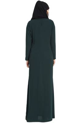 Dark Green Plain kashibo Abaya 2