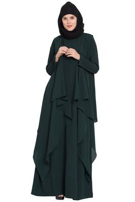 Dark Green Plain kashibo Abaya 3