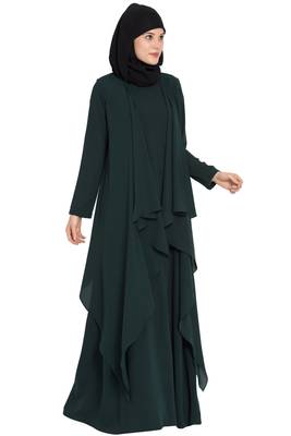 Dark Green Plain kashibo Abaya 5