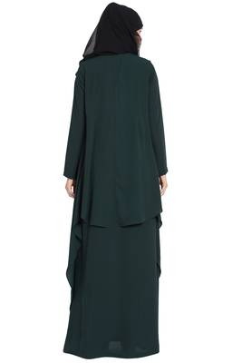 Dark Green Plain kashibo Abaya 6