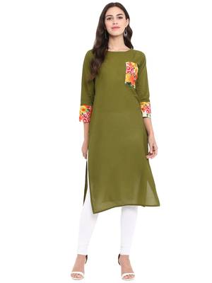 Green printed cotton kurti 1