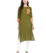 Green printed cotton kurti