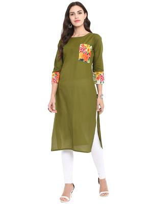 Green printed cotton kurti 2