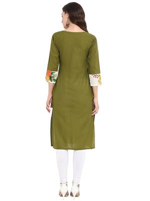 Green printed cotton kurti 3