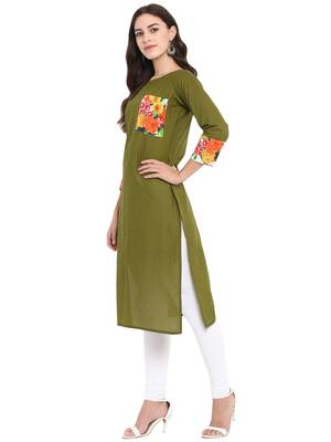 Green printed cotton kurti 4