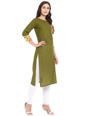Green printed cotton kurti 5
