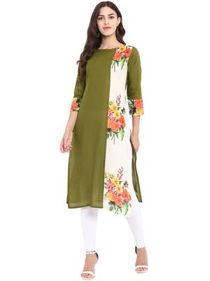 Green printed cotton kurti 1