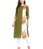 Green printed cotton kurti