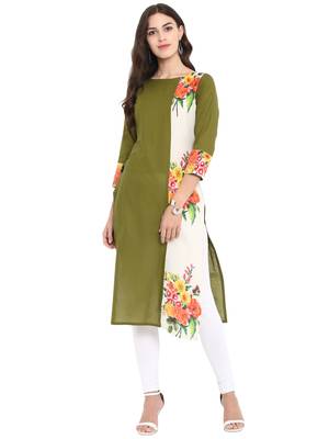 Green printed cotton kurti 2