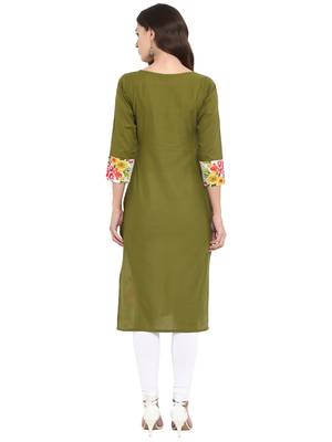Green printed cotton kurti 3
