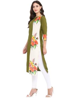 Green printed cotton kurti 4