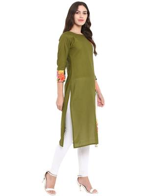 Green printed cotton kurti 5