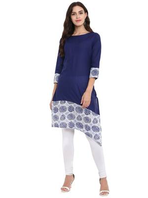 Blue printed cotton kurti 1