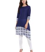 Blue printed cotton kurti