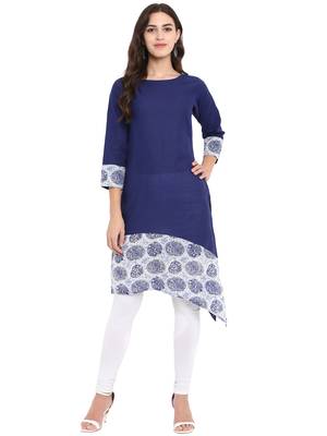 Blue printed cotton kurti 2