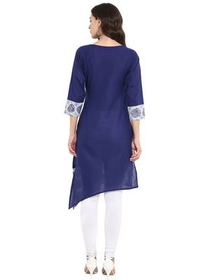 Blue printed cotton kurti 3