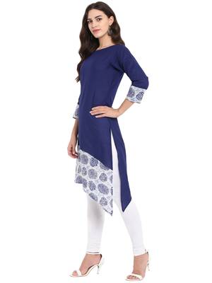 Blue printed cotton kurti 4