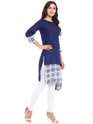 Blue printed cotton kurti 5