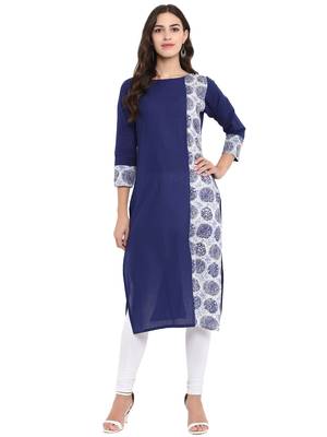 Blue printed cotton kurti 1