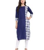 Blue printed cotton kurti