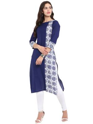 Blue printed cotton kurti 2