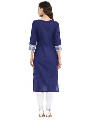 Blue printed cotton kurti 3