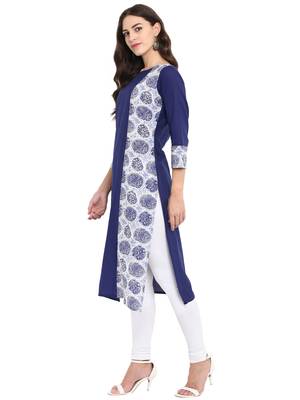 Blue printed cotton kurti 4