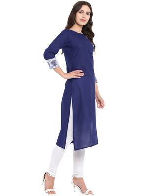 Blue printed cotton kurti 5