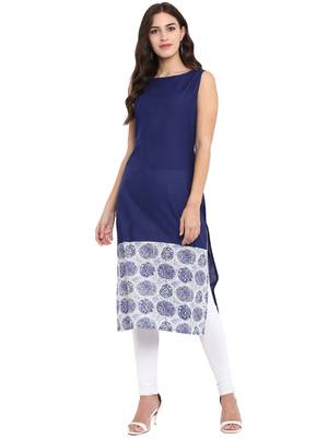 Blue printed cotton kurti 1
