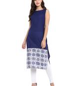 Blue printed cotton kurti