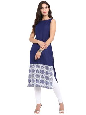 Blue printed cotton kurti 2