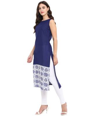Blue printed cotton kurti 4