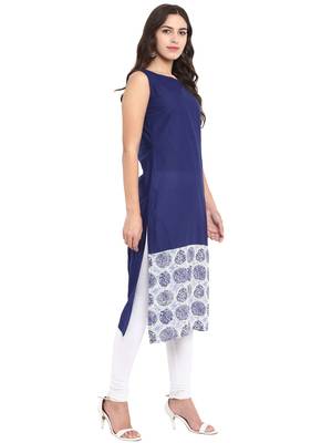 Blue printed cotton kurti 5