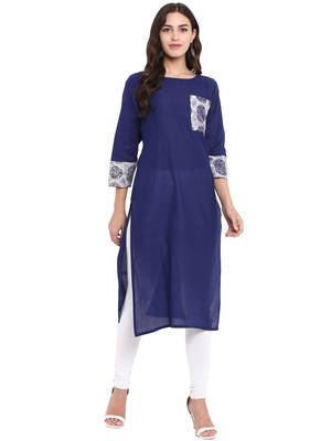 Blue printed cotton kurti 1