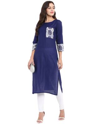 Blue printed cotton kurti 2