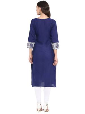 Blue printed cotton kurti 3
