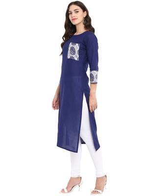 Blue printed cotton kurti 4
