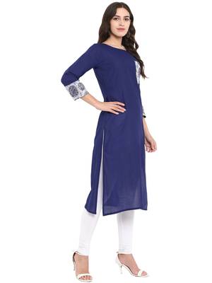 Blue printed cotton kurti 5