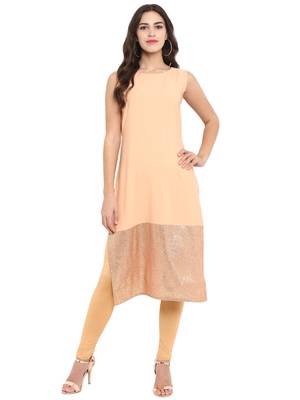 Peach crepe kurti 1