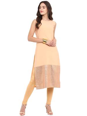 Peach crepe kurti 2
