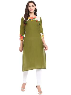 Green printed cotton kurti 1