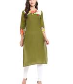 Green printed cotton kurti